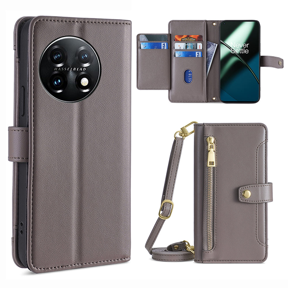 Shockproof Phone Case for OnePlus 11 5G Zipper Pocket Card Slots Flip Leather Phone Cover with Straps Shockproof Phone Case for OnePlus 11 5G Zipper Pocket Card Slots Flip Leather Phone Cover with Straps